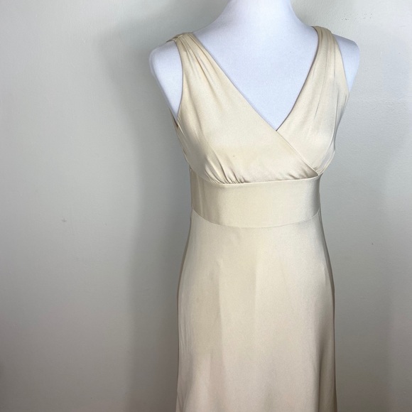 J.Crew Champagne Silk Vneck Sophia dress 8P - Picture 4 of 15